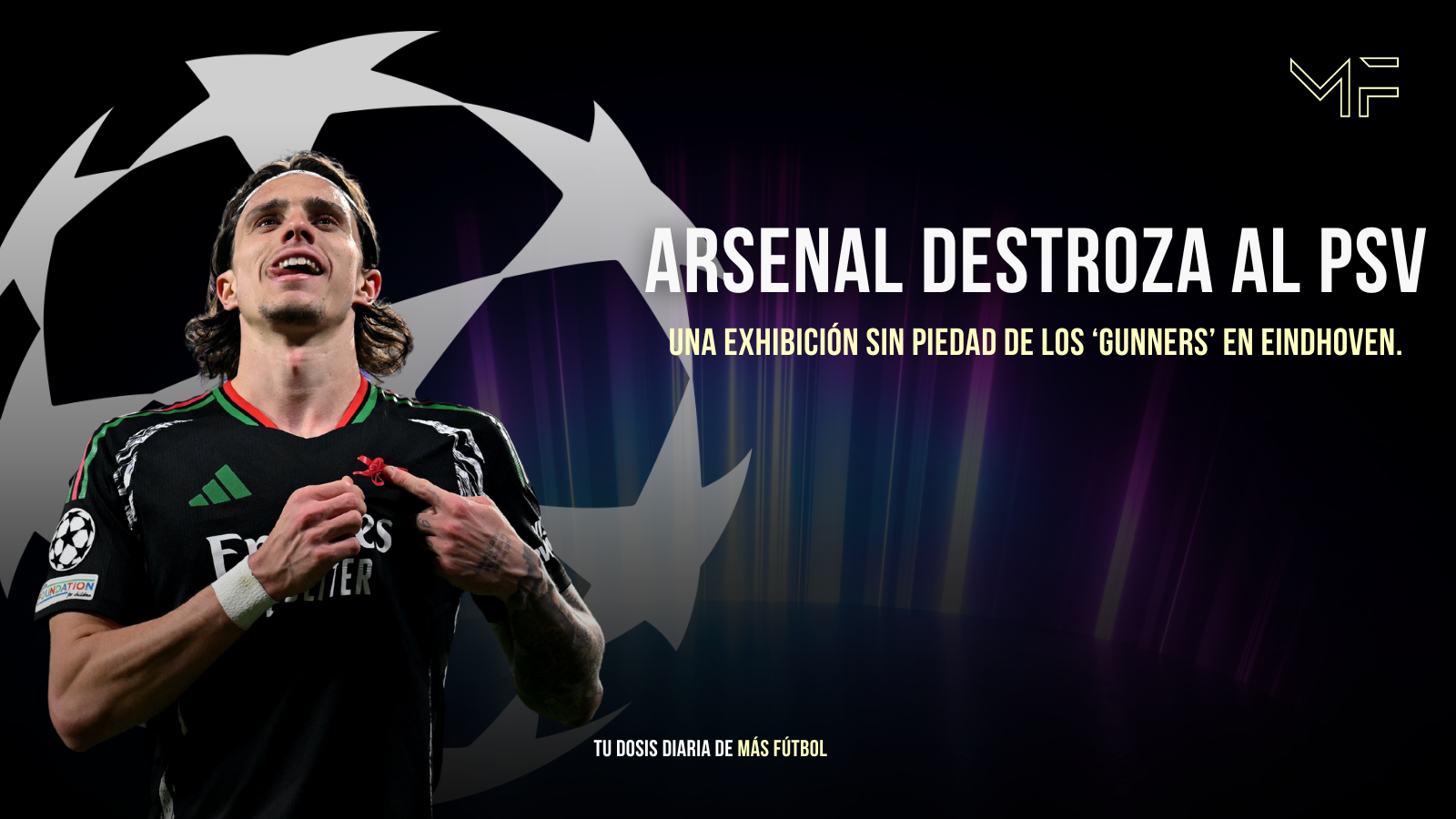 Arsenal destroza al PSV y acaricia los cuartos de final