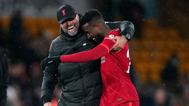 Origi con Jürgen Klopp