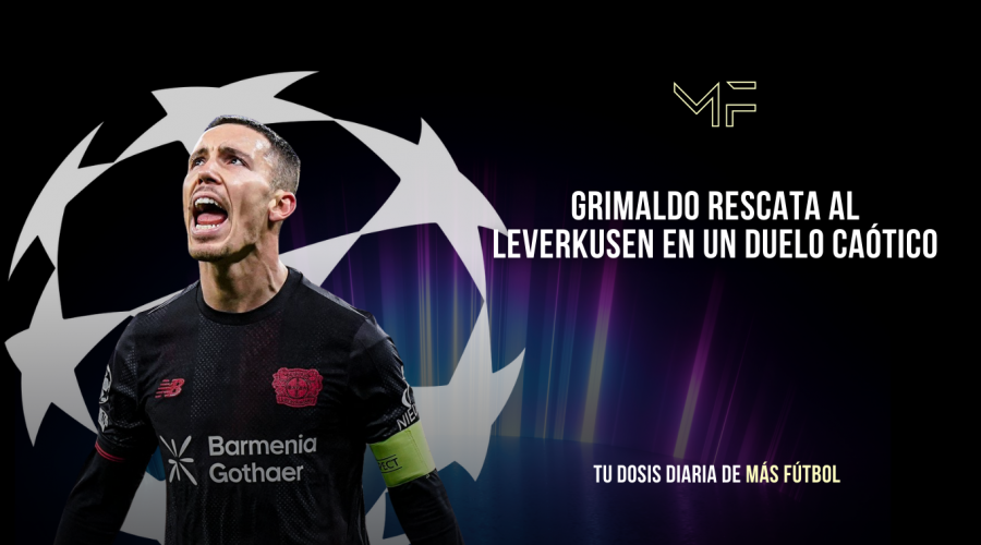 Grimaldo rescata al Leverkusen en un duelo caótico