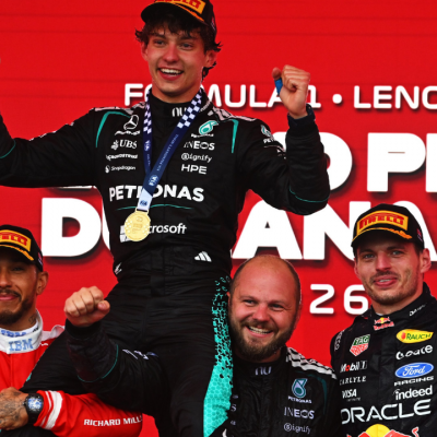 Lewis Hamilton, Kimi Andrea Antonelli y Max Verstappen